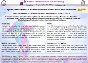 Age and gender distribution of pediatrics with measles in Akbar Children Hospital in Mashhad